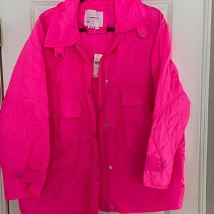 Anthropologie Chore Neon Pink lightweight quilted shaker jacket L NWT